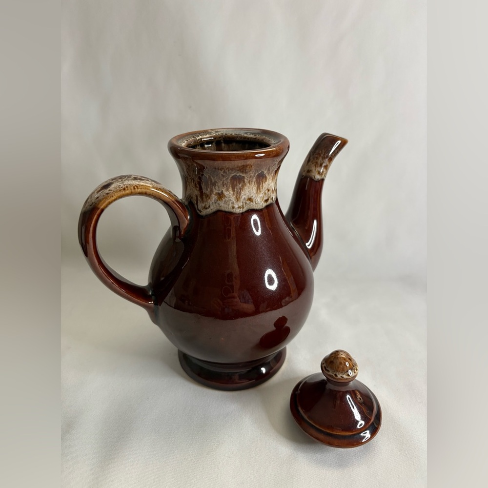 Vtg brown drip glaze ceramic coffee pot - Picture 4 of 4
